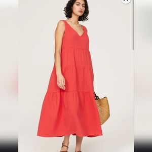 Marine Layer Corinne Double Cloth Maxi Dress Red Size XS